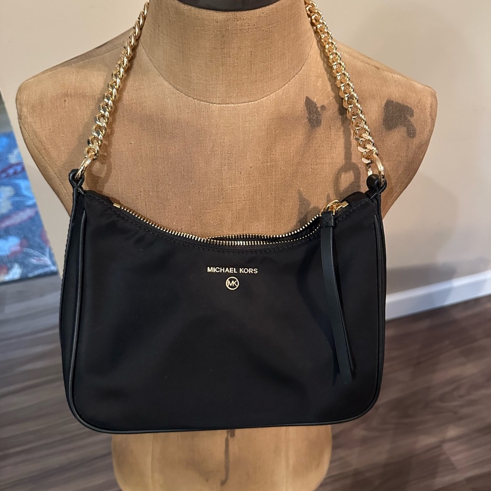 Michael Kors Black Shoulder Bag with Gold Chain